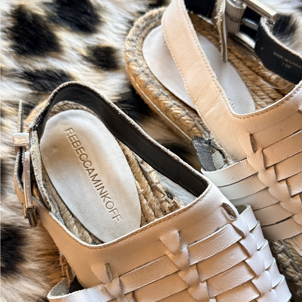 Rebecca Minkoff Cream Woven Espadrilles